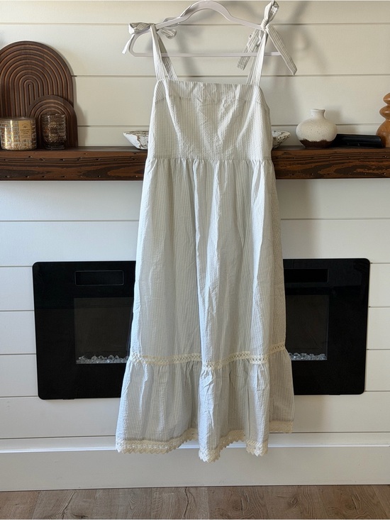Altar'd State Dresses & Skirts - Altar'd State Cream and Blue Striped Tie-Shoulder Maxi Dress